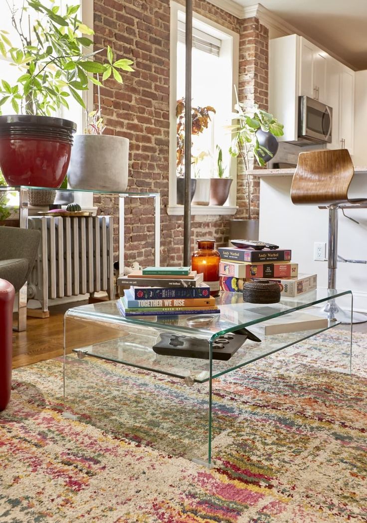 Small Apartment Storage Solutions: Clear coffee table