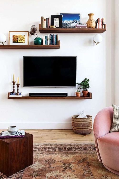 Small Apartment Storage Solutions: Wall shelves