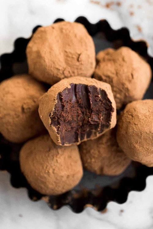 Dark chocolate raspberry truffles
