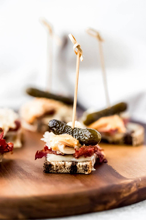 New Year's Eve Party Food: Mini Reuben sandwiches