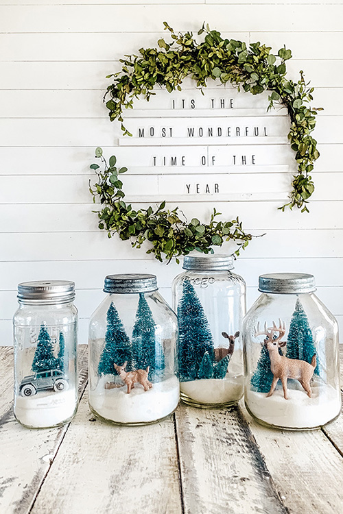 Christmas mason jar ideas: snow globe