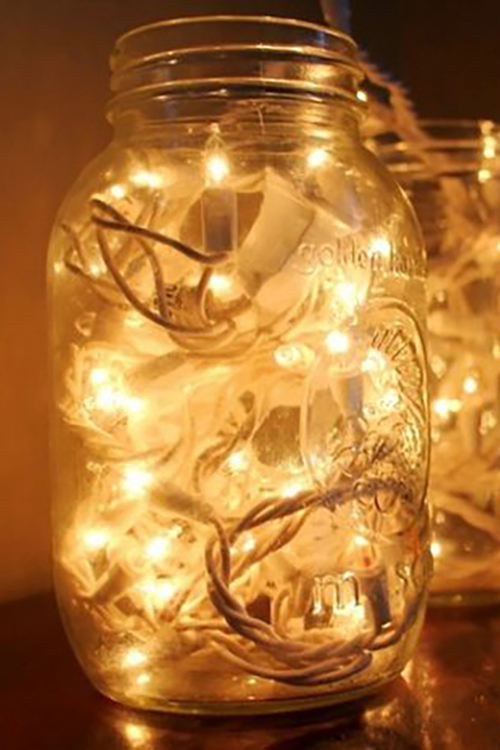 Christmas mason jar ideas: Christmas String Lights