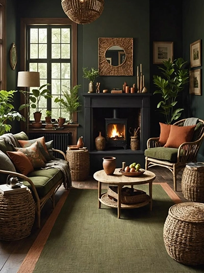 cozy moody living room colors